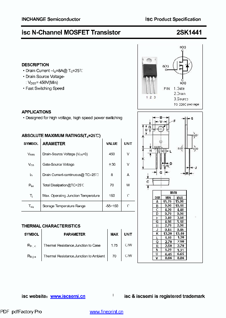 2SK1441_8853001.PDF Datasheet