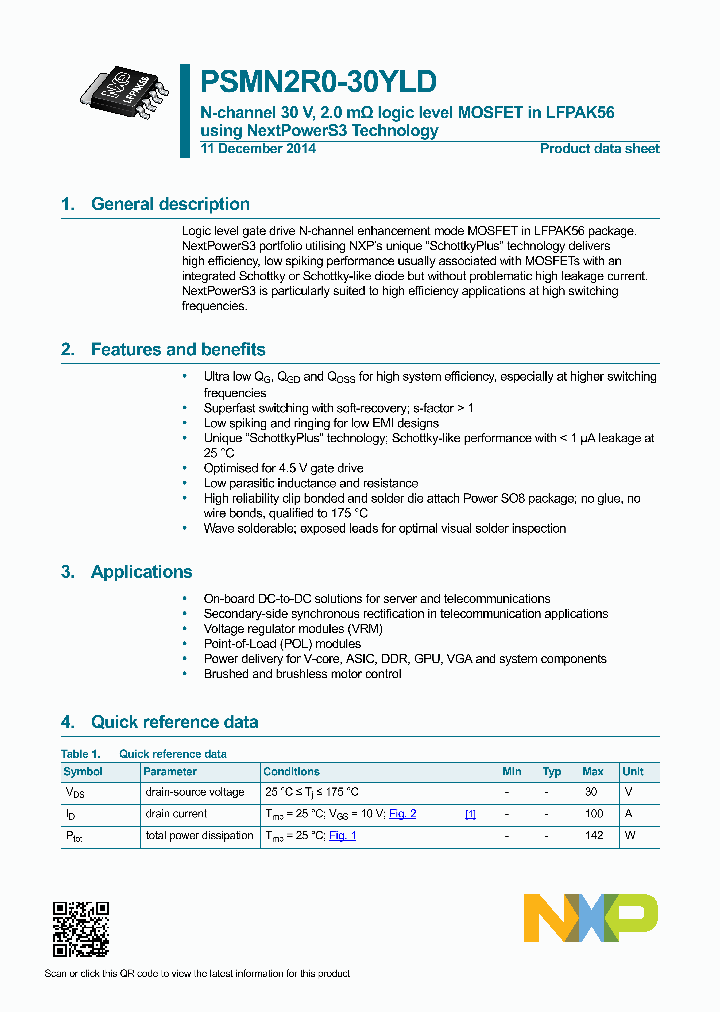 PSMN2R0-30YLD-15_8871409.PDF Datasheet