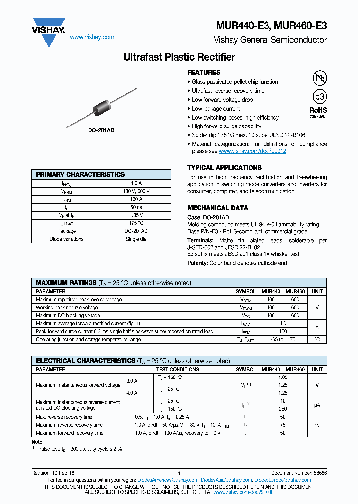 MUR460-E73_8883288.PDF Datasheet