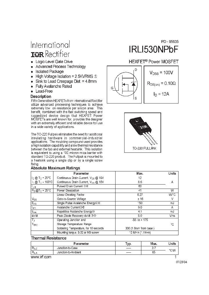 IRLI530NPBF_8883591.PDF Datasheet