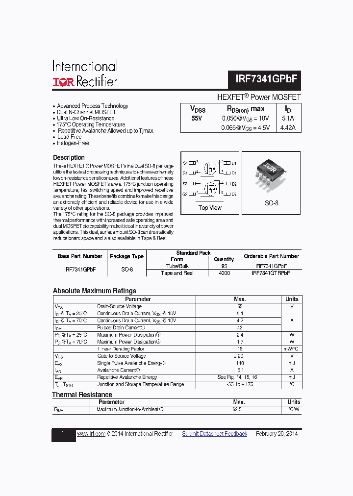 IRF7341GPBF_8890169.PDF Datasheet