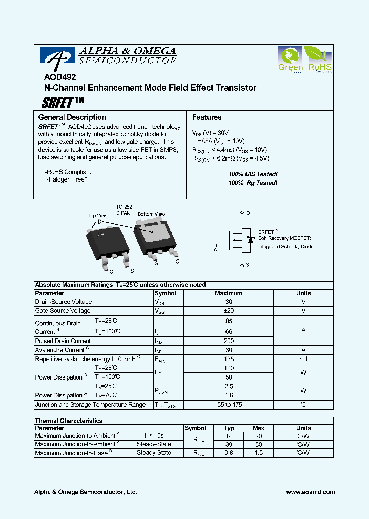 AOD492_8894026.PDF Datasheet