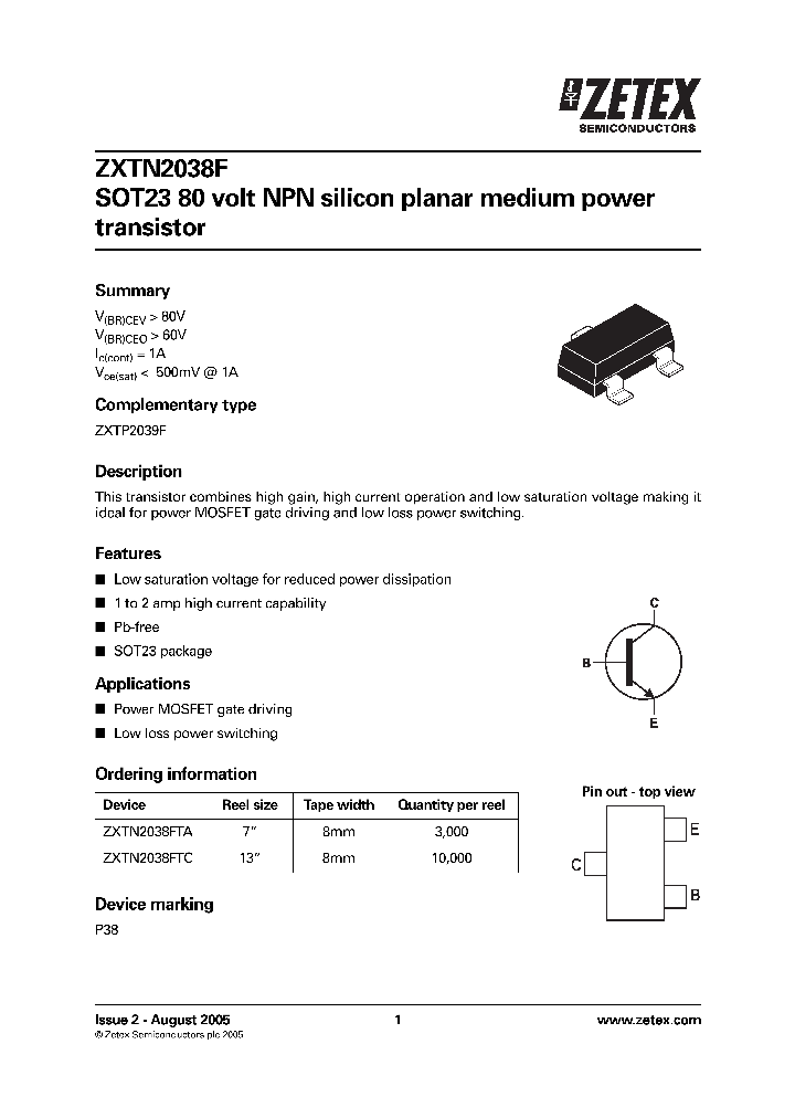 ZXTN2038FTA_8899299.PDF Datasheet