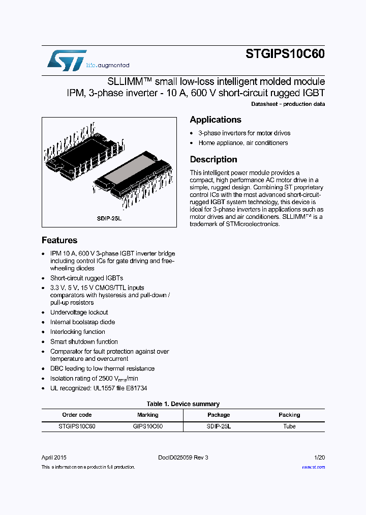 STGIPS10C60_8913055.PDF Datasheet