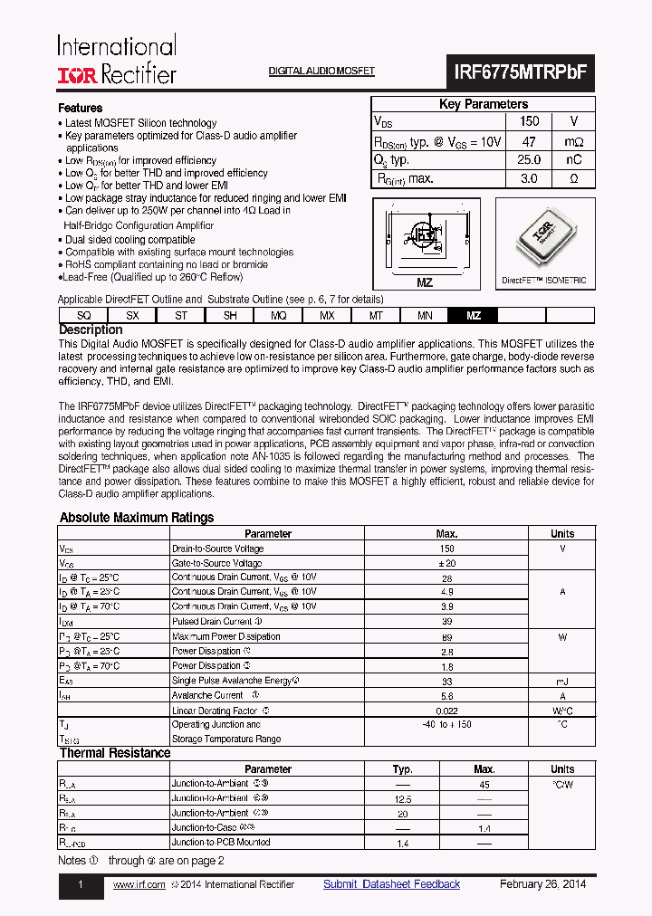 IRF6775MPBF_8916845.PDF Datasheet