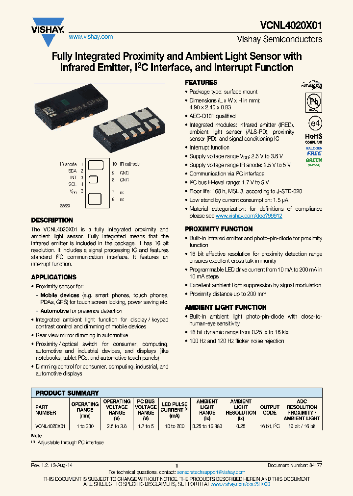 VCNL4020X01_8918831.PDF Datasheet