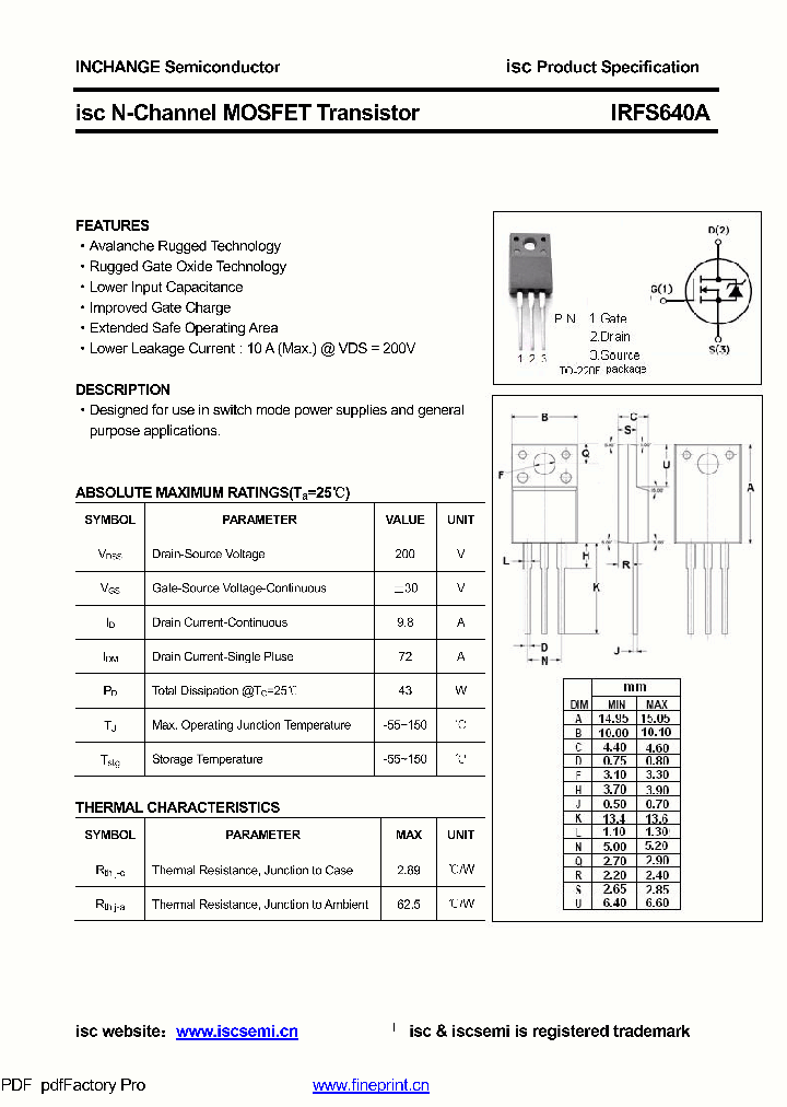 IRFS640A_8924998.PDF Datasheet