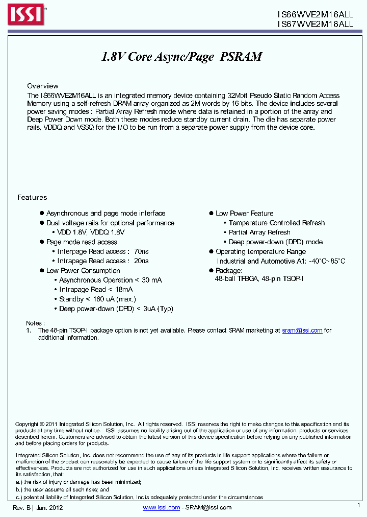 IS66WVE2M16ALL_8933813.PDF Datasheet