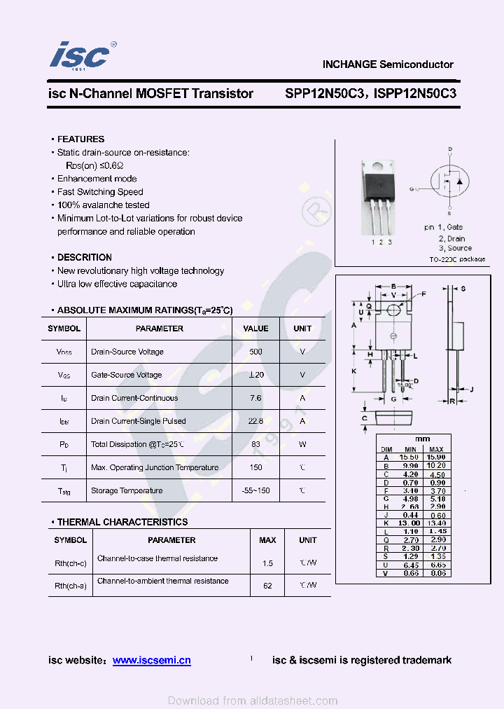 SPP08N50C3_8941555.PDF Datasheet