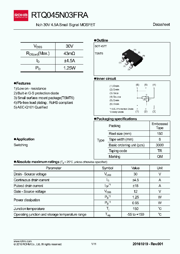 RTQ045N03FRA_8941819.PDF Datasheet