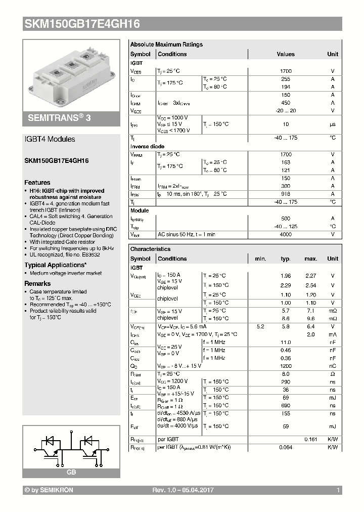 SKM150GB17E4GH16_8947843.PDF Datasheet