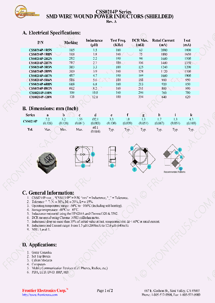 CSS0214P-100N_8958102.PDF Datasheet