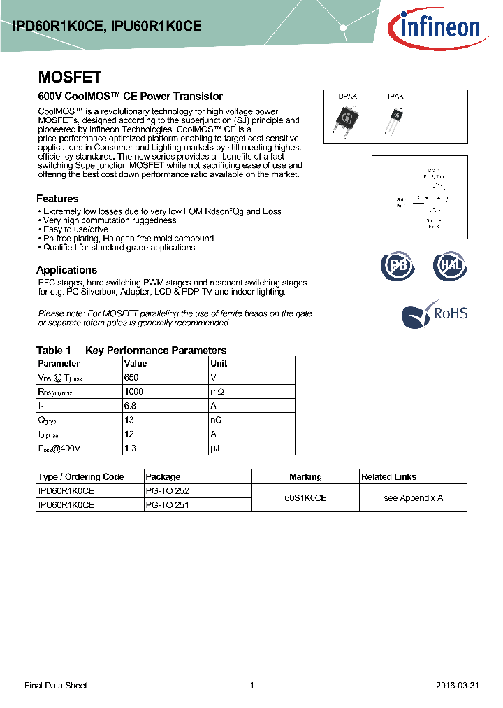 IPD60R1K0CE_8972565.PDF Datasheet