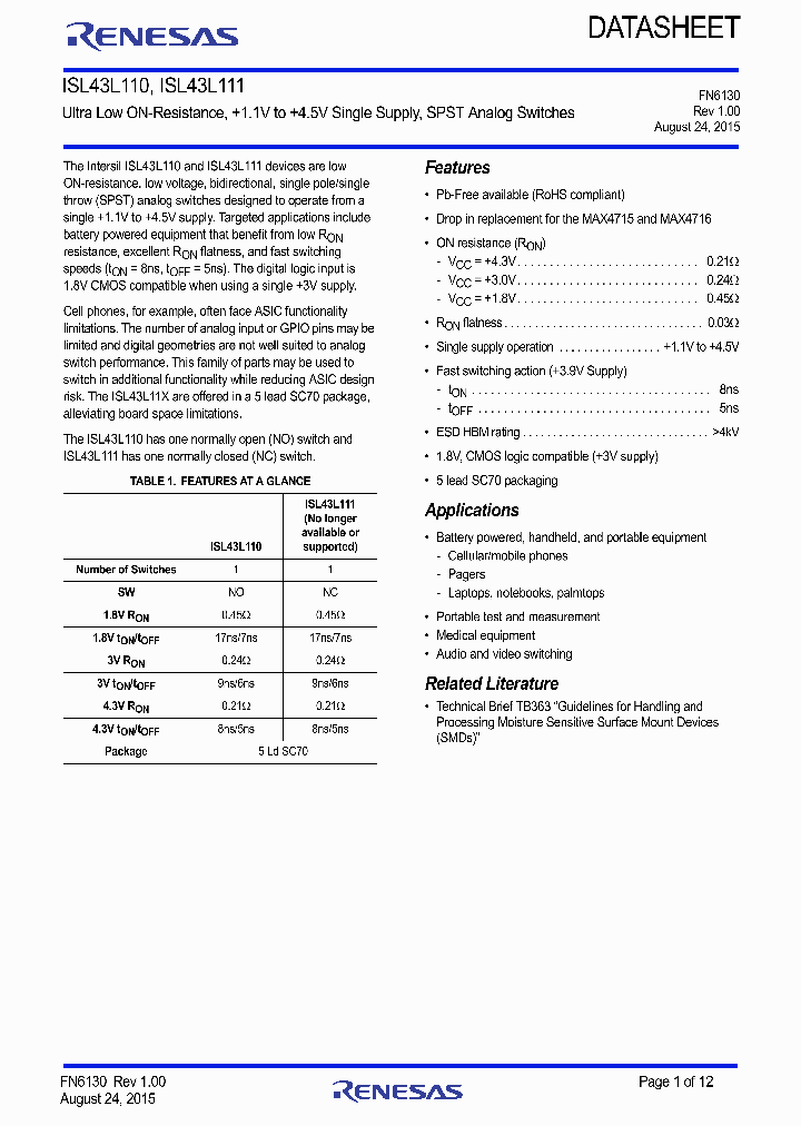 ISL43L110_8978368.PDF Datasheet