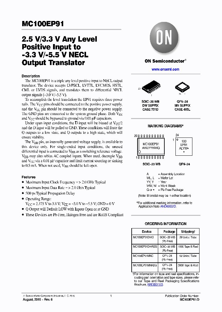 MC100EP91DWG_8981134.PDF Datasheet