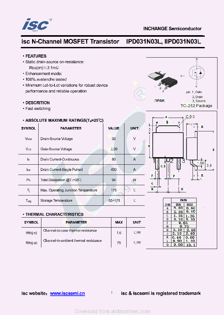 IPD031N03L_8994358.PDF Datasheet