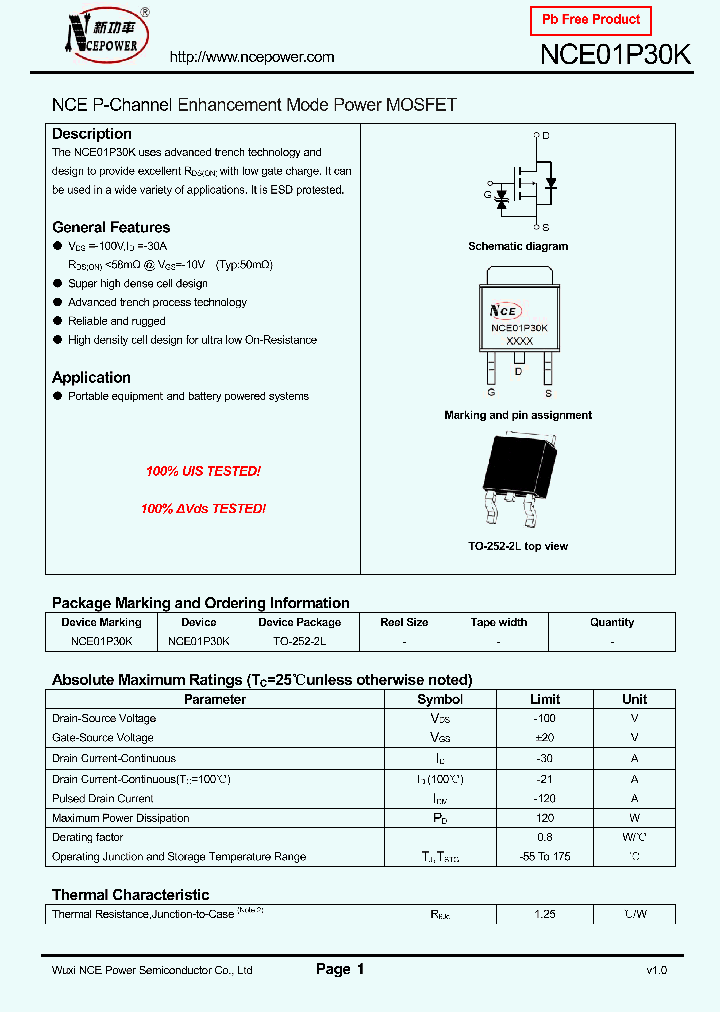 NCE01P30K_9005963.PDF Datasheet