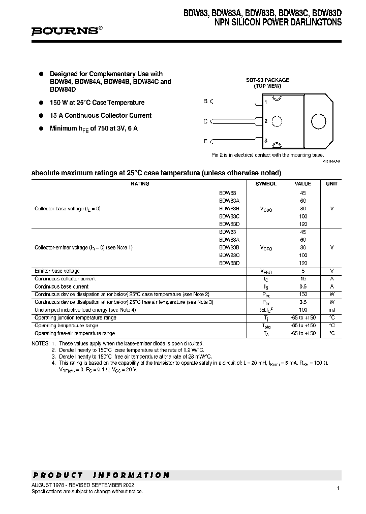 BDW83C_9009410.PDF Datasheet