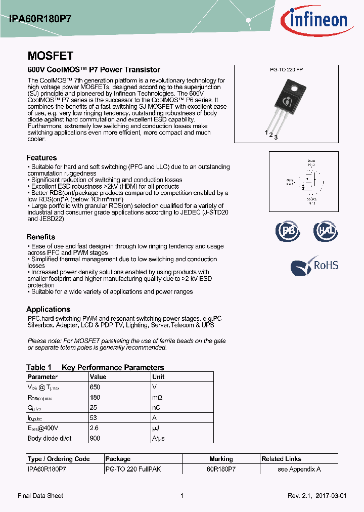 IPA60R180P7_9013744.PDF Datasheet