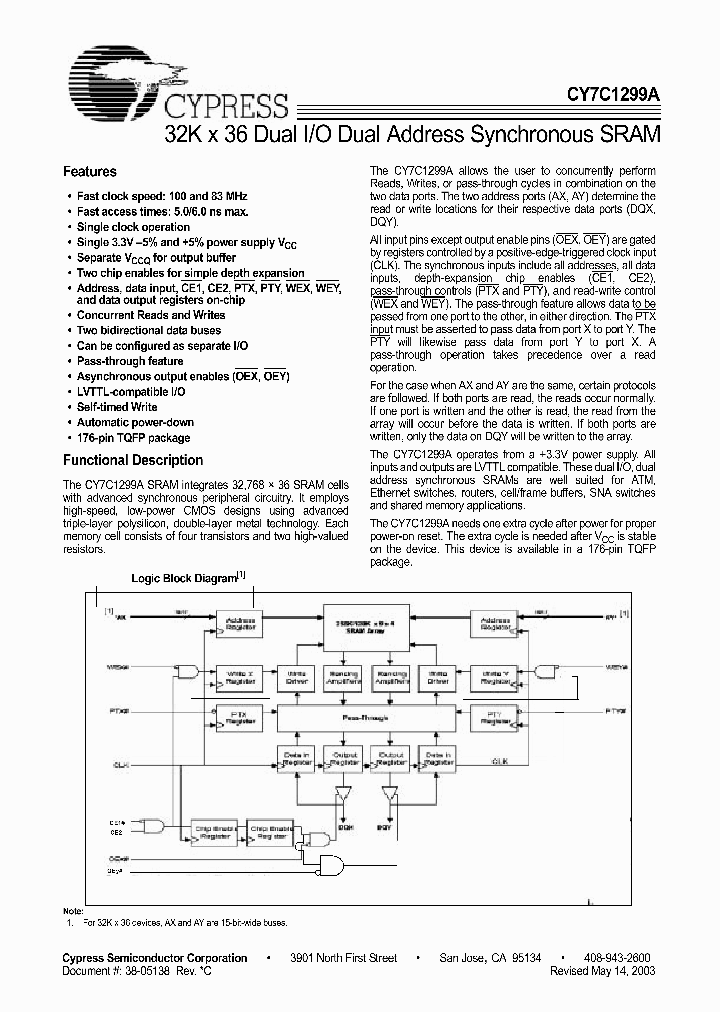 CY7C1299A-83AC_9018888.PDF Datasheet