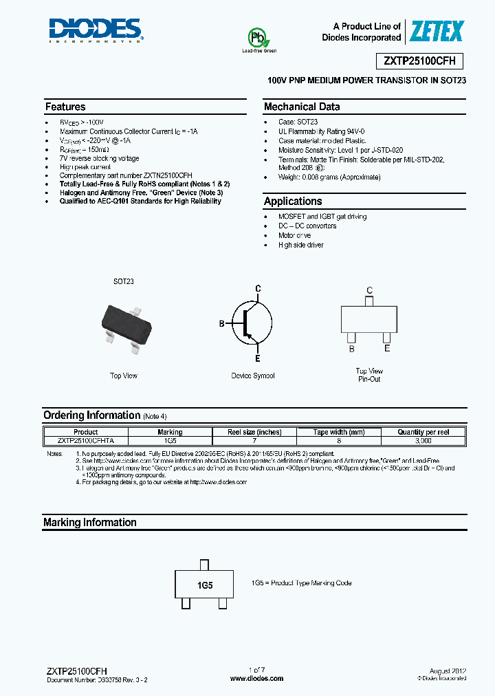 ZXTP25100CFH-15_9020092.PDF Datasheet