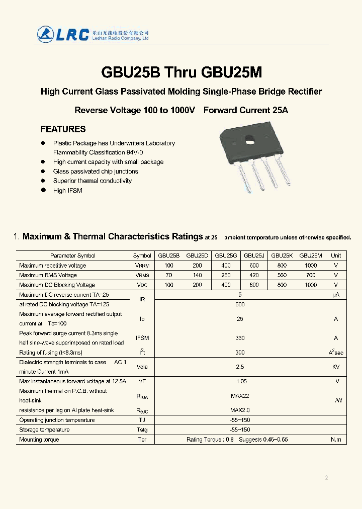 GBU25M_9023632.PDF Datasheet