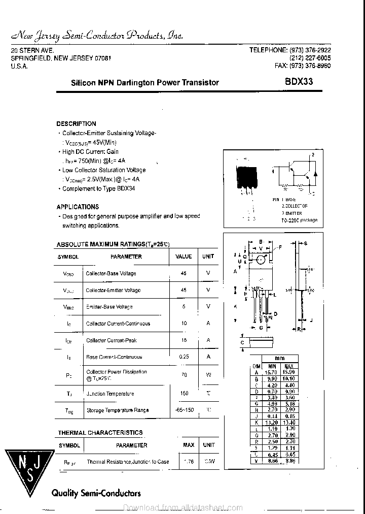 BDX33_9024320.PDF Datasheet