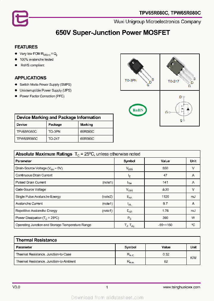 TPW65R080C_9040540.PDF Datasheet