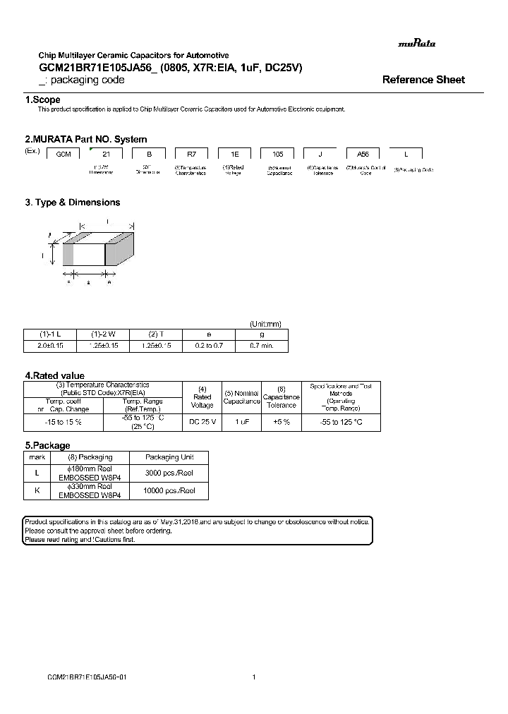 GCM21BR71E105JA56_9053525.PDF Datasheet