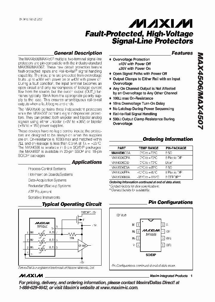 MAX4506CPA_9053906.PDF Datasheet