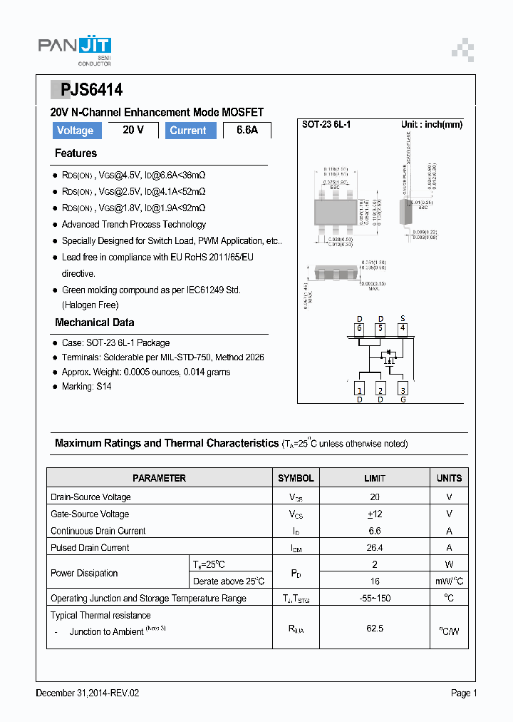 PJS6414_9054394.PDF Datasheet