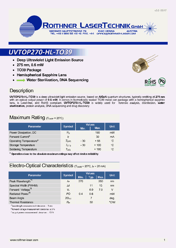 UVTOP270-HL-TO39_9057189.PDF Datasheet