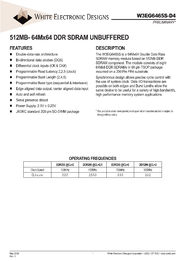 W3EG6465S262D4C_9060480.PDF Datasheet