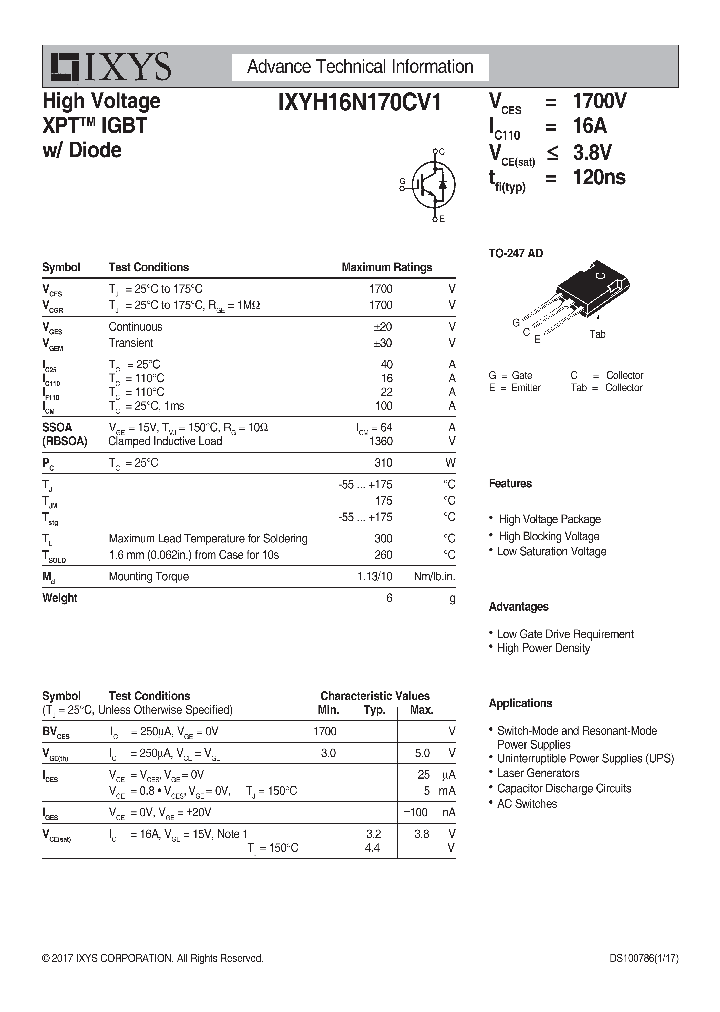 IXYH16N170CV1_9065587.PDF Datasheet