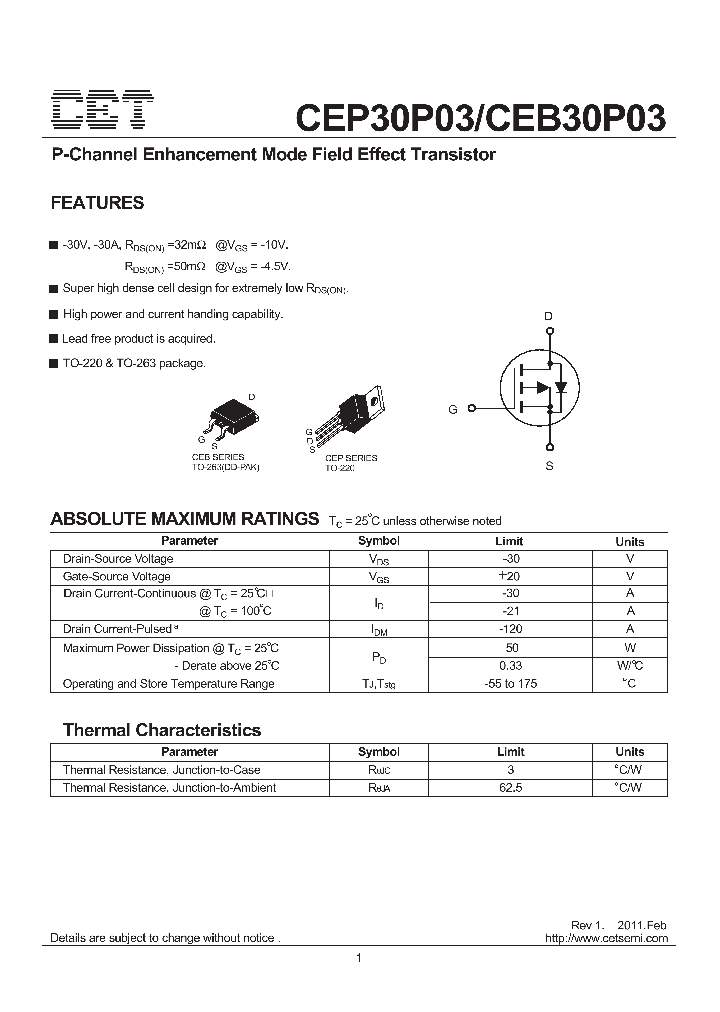 CEP30P03_9081269.PDF Datasheet