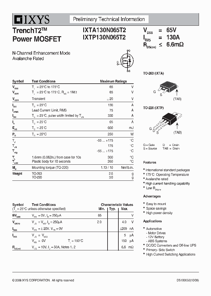 IXTP130N065T2_9086218.PDF Datasheet