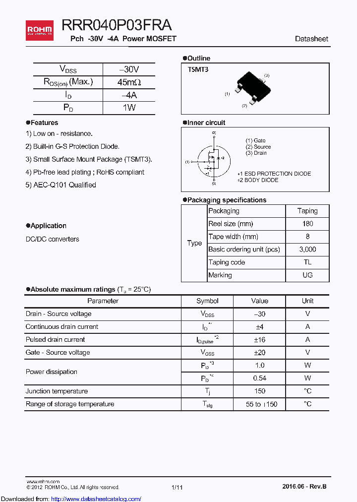 RRR040P03FRATL_9088240.PDF Datasheet