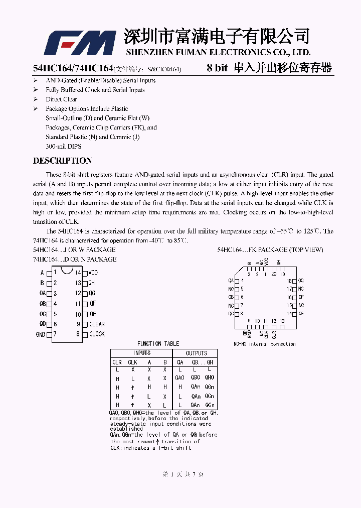 54HC164_9100512.PDF Datasheet