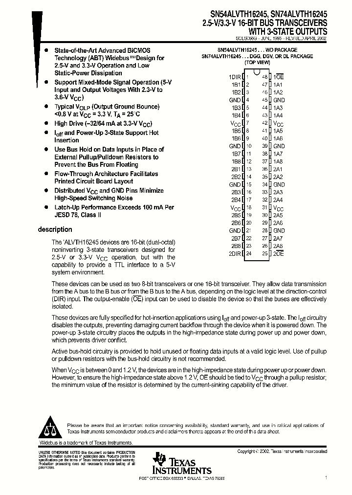 SNJ54ALVTH16245WD_9103053.PDF Datasheet