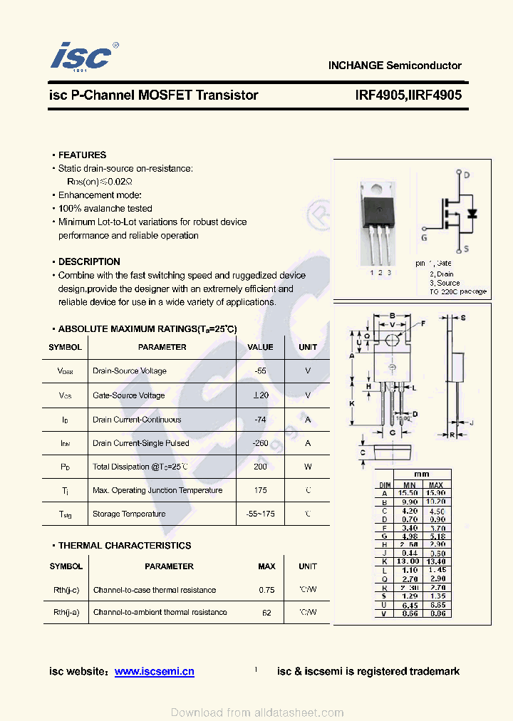 IRF4905_9103755.PDF Datasheet